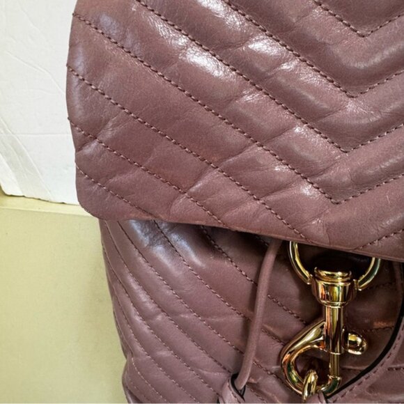 Rebecca Minkoff NEW Edie Flap Quilted Leather  Backpack Bag Tote Rare Pink Gold - Picture 9 of 16
